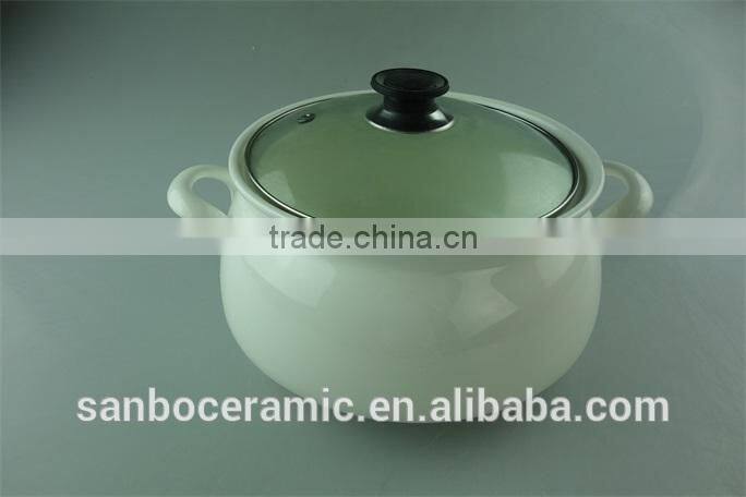 Cheap ivory white ceramic soup tureen with glass lid