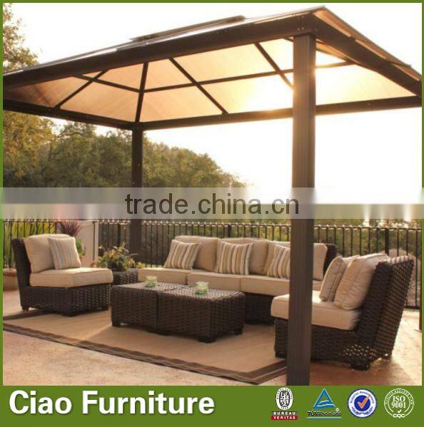 Leisure modern gazebo patio furniture rattan sectional sofa with pillow
