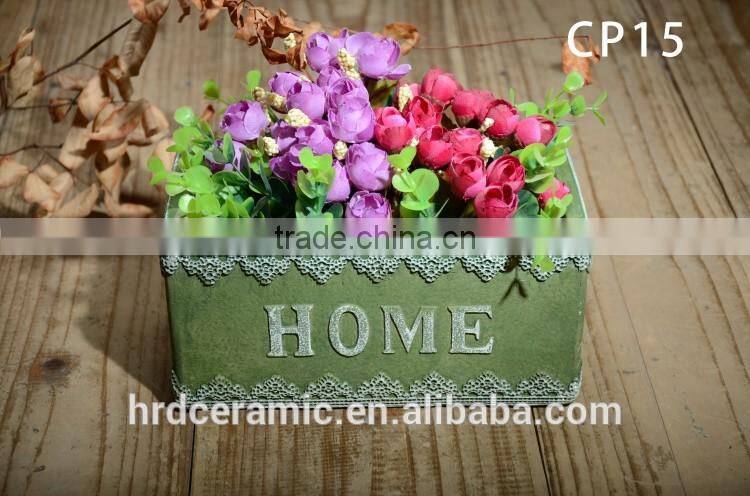 Square decal cement finished decoration flowerpots
