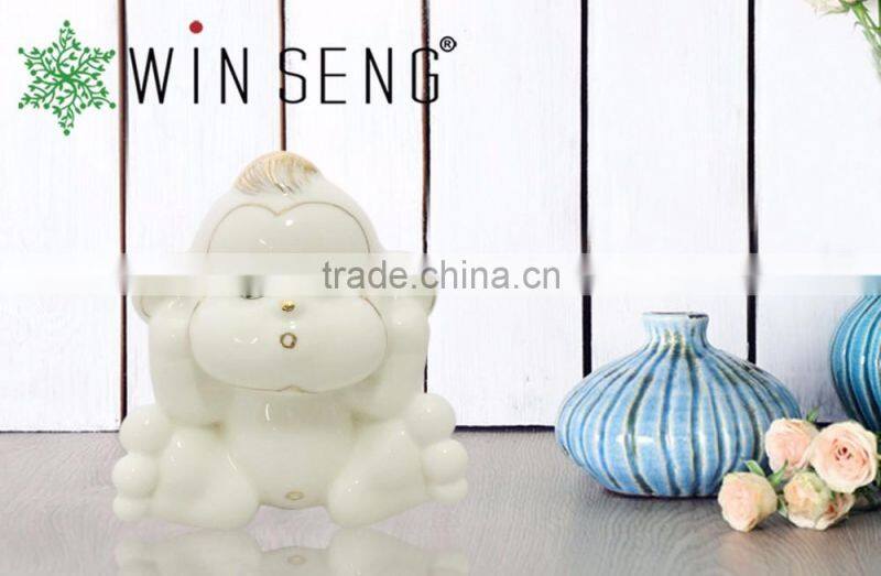 White color ceramic baby wise monkey home decoration