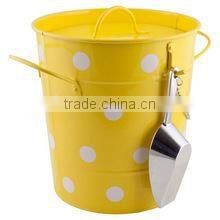 Wholesale Portable power coated metal ice bucket beer drink wine cooler with Scoop