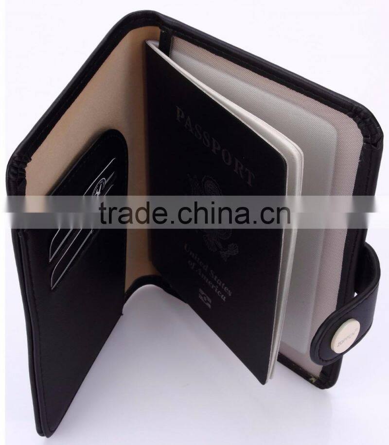 Black Hot Selling Genuine Leather Rfid Travel Passport Holder