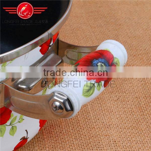 2016 high quality wholesale non-stick enamel cast iron turkish cooking pot with glass lid