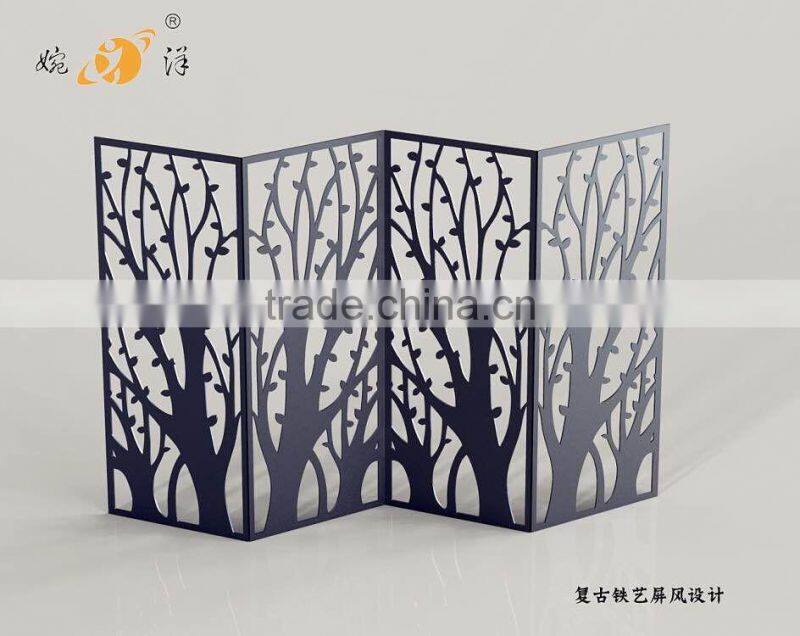 Interior decoration cheap art screen classical design metal folding screen