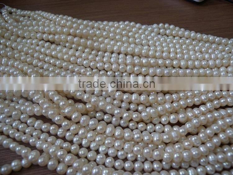 wholesale 9-10mm white potato shape freshwater pearl strand