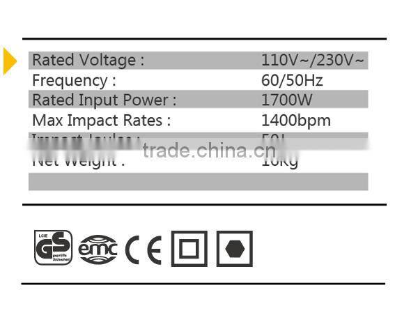1700W power hammer with GS CE EMC