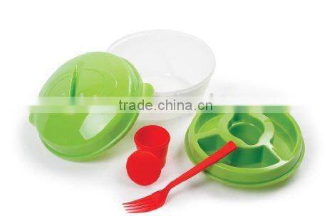 BPA free all in one salad bowl set, large plastic salad bowl with lid