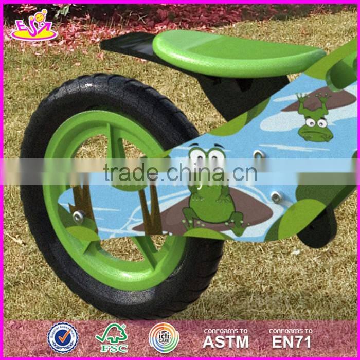 2017 New design original work cartoon wooden balance bike without pedals for toddlers W16C175