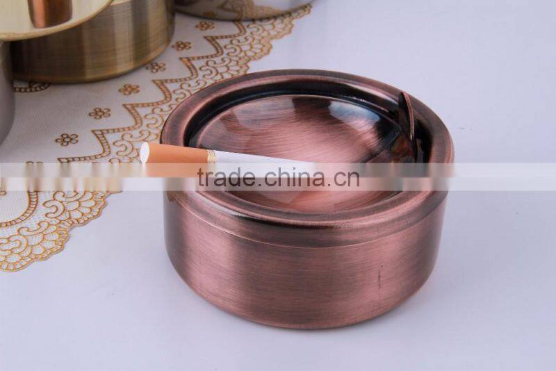 Color plated Cheap Antique bronze Metal Ashtray