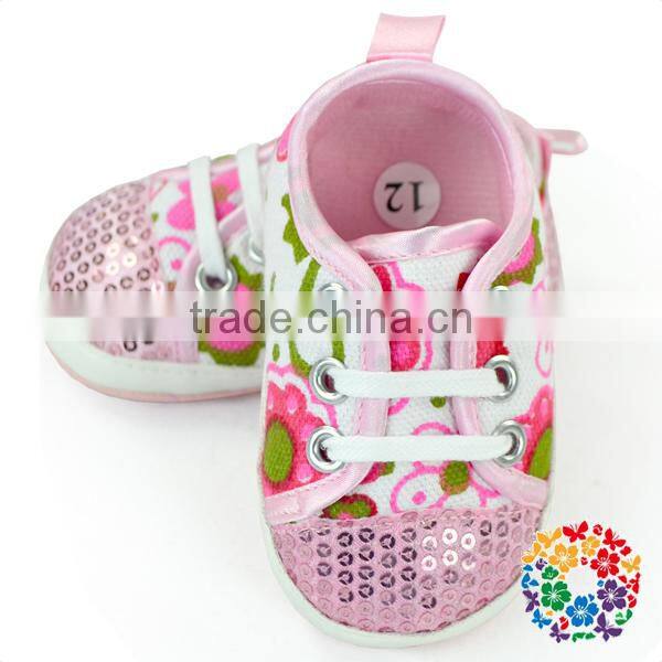 Cute Baby Orthopedic Shoes Flower Pattern Baby Canvas Lace Shoes Wholesale Soft Sole Baby Leather Shoes