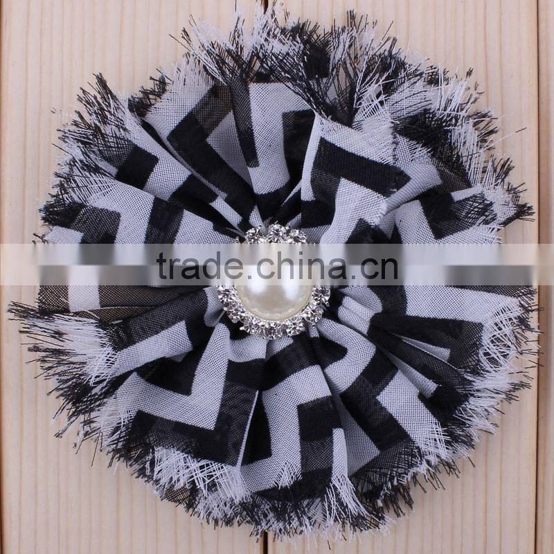fraying chiffon flower clip for kids hair accessories