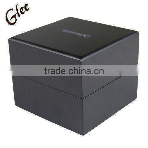 Screen logo black paint wooden watch box