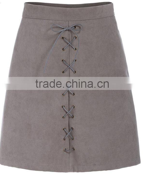 Newest Women's High Street Fashion Designe Sexy Grey Bandage Skirt