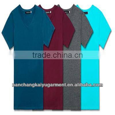 men's slim fashion v-neck short sleeve plain t-shirt in nanchang