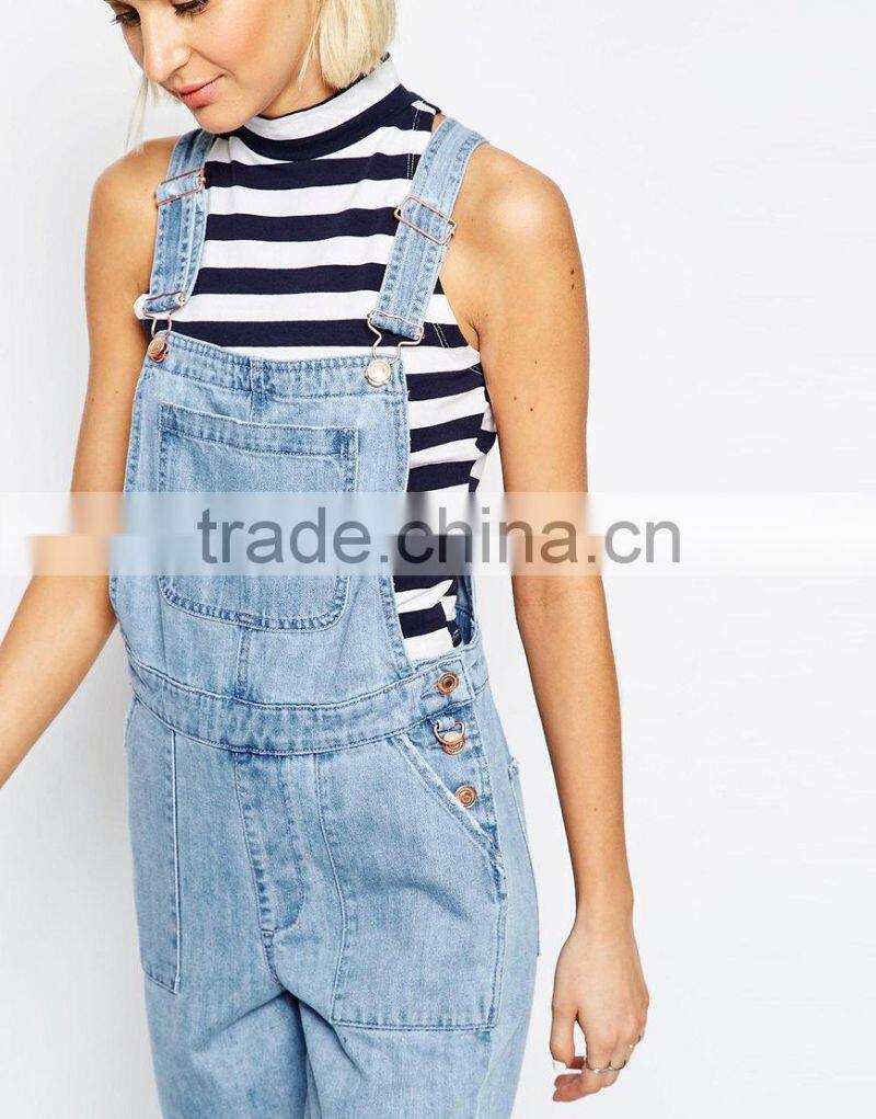 2015 fashionable hot sale OEM customized Denim women elegant overalls