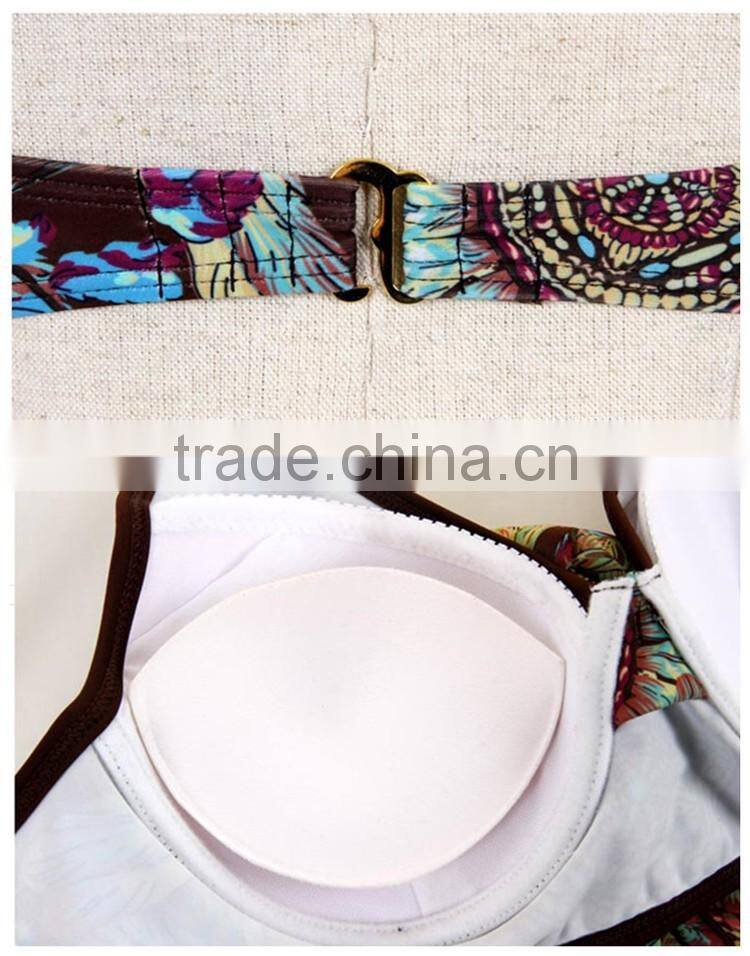 Sexy Sailed Women Sports Padded Bikini Swimwear with mixed print