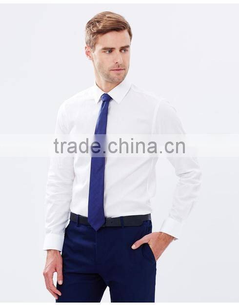 Hot selling plain white office business men's uniform shirt with tie