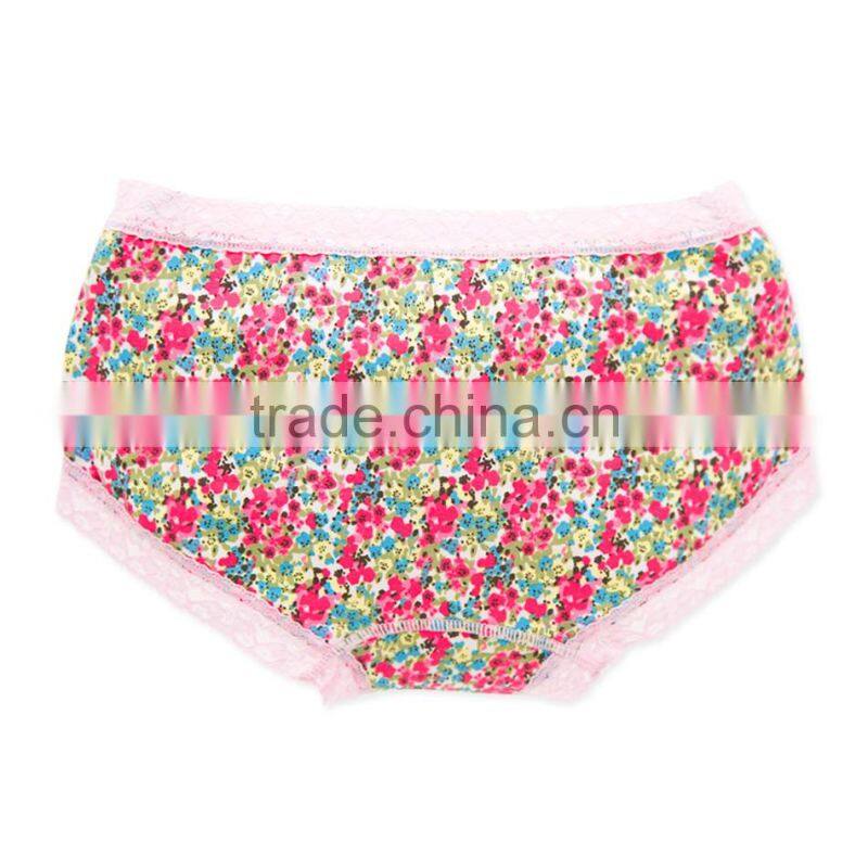 Factory Custom Cheapest Printing 95% Cotton 5% Spandex with Lace Sexy Fancy Woman Underwear