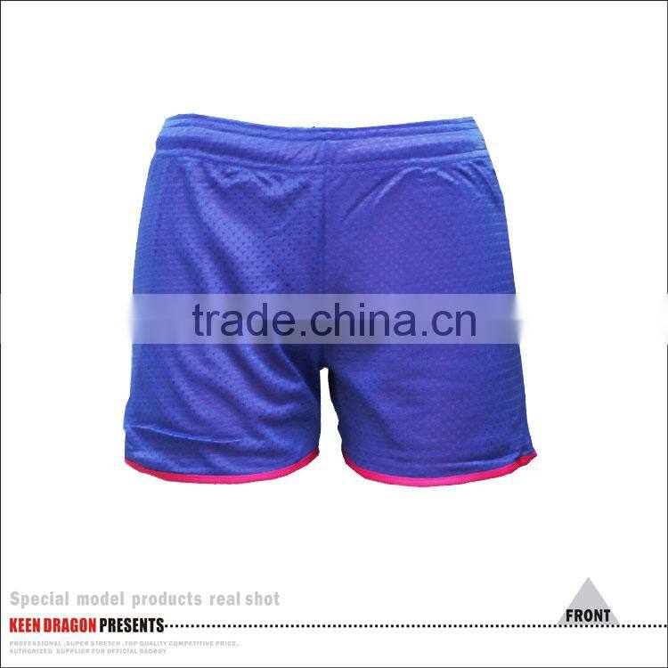 Wholesale quick dry breathable mesh running shorts with two layers