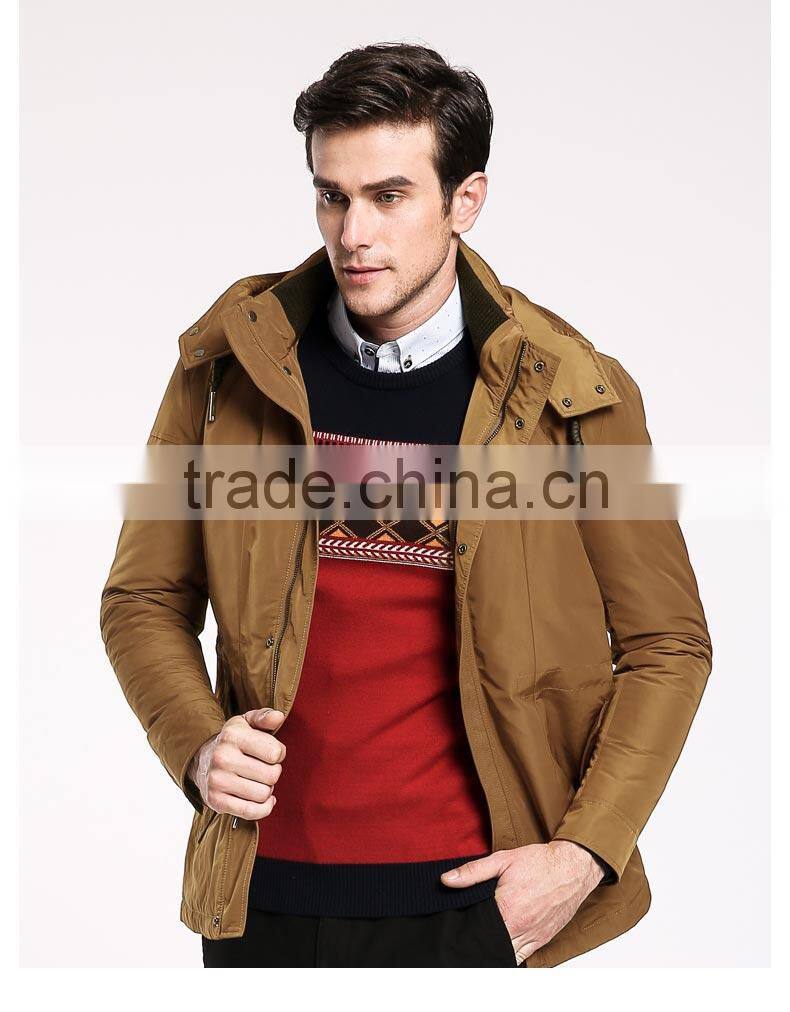 Mens Detachable Hood Padding Leisure Travel Jacket