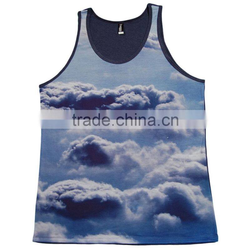 Cheap breathable sublimation tank top 100%polyester sublimation tank top