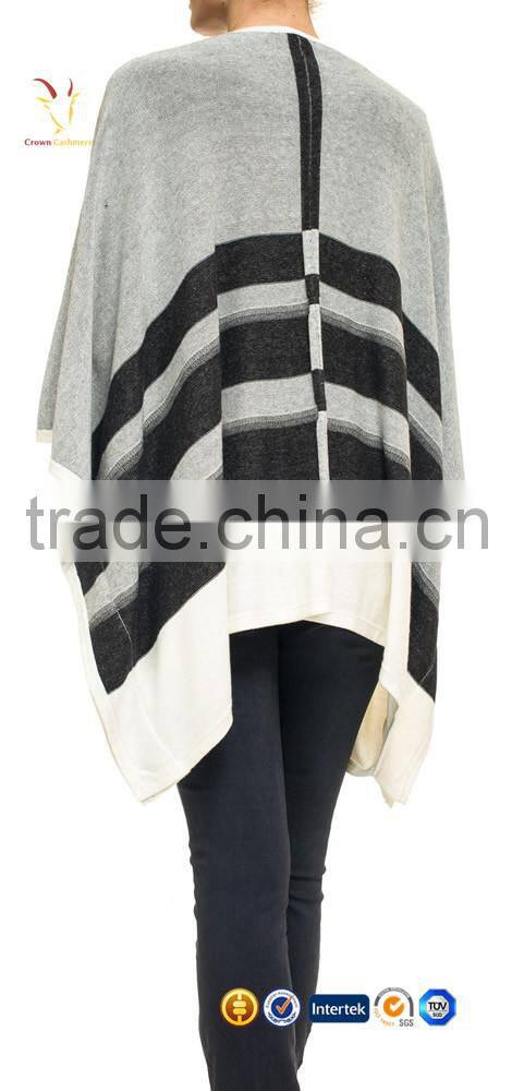 Women Knitted Pattern Fashion Cashmere Poncho Shawl
