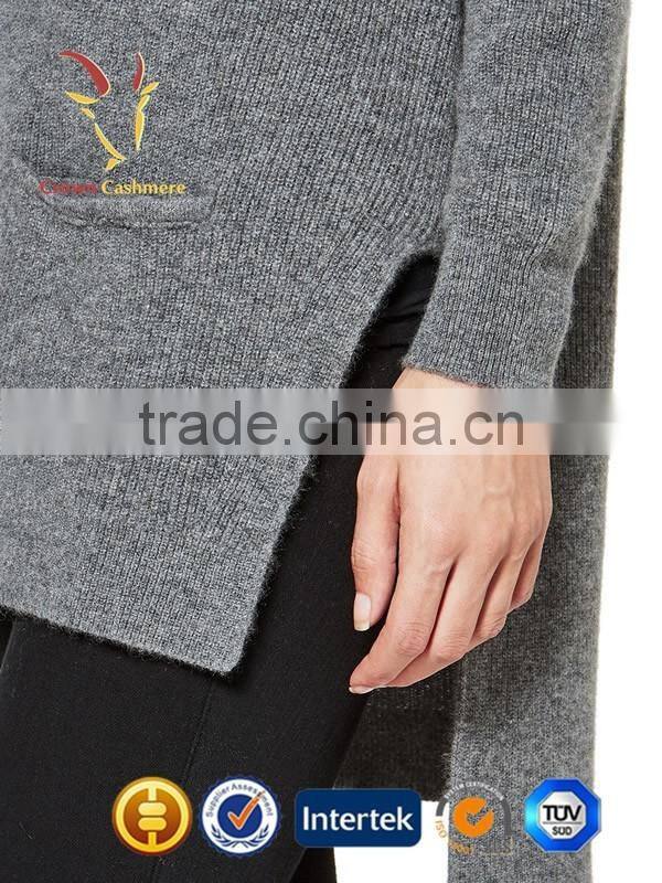 Korean Fashion Women Grey Deep V Neck Cashmere Cardigan