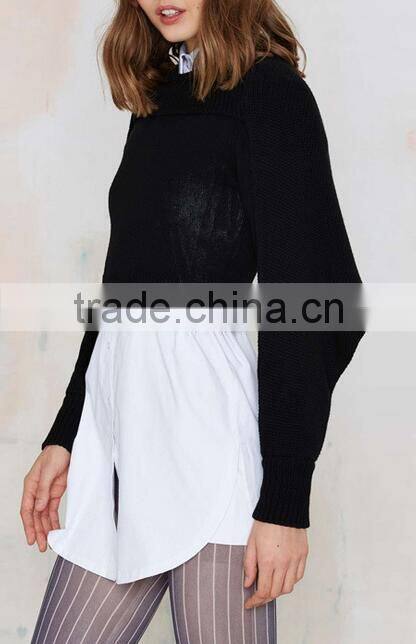 EY0906S Casual Wine O Neck Bat Sleeve Short Pullover Sweater