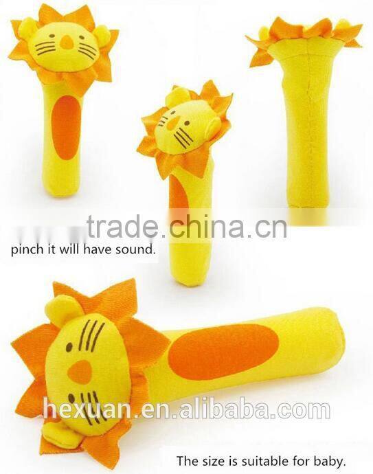 Soft Baby Kid Toy Ring Bell BB Baby Plush Rattle Squeaker Early Educational Doll Rod 0M+ Cute Cartoon Animal Musical Plush Toy