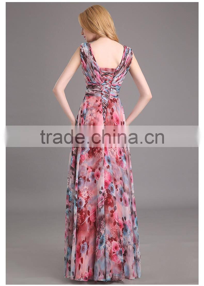Wholesale Top Quality Crystal Beaded Chest Cap Sleeves Evening Dress