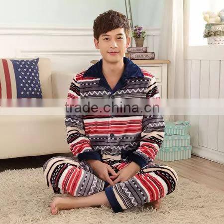 2015 Wholesale Flannel Men Winter Pajama Set