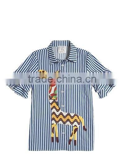 2017 new style cutsom summer children baby girls cotton poplin dress shirt with embroidery