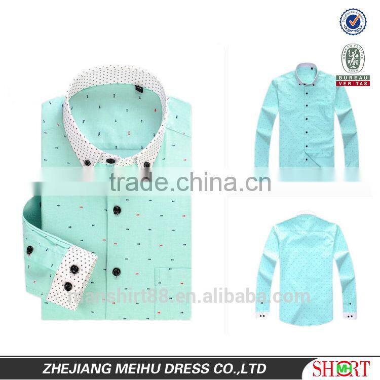 mens long sleeve contrast color printed oxford casual shirt