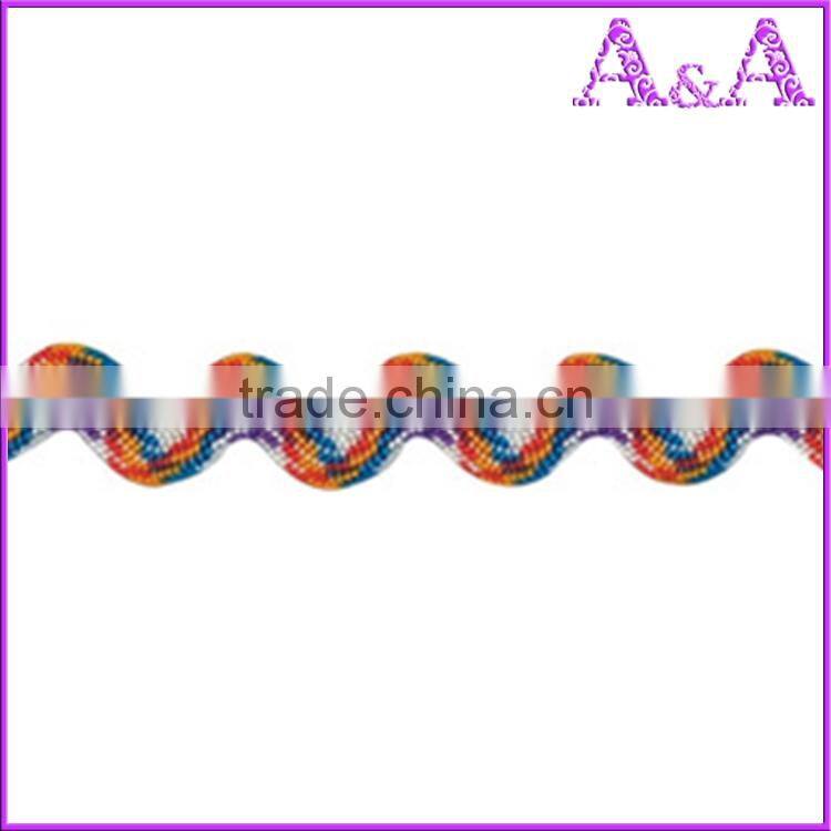 Low price 100% polyester yellow Ric Rac ribbon/Zig Zag ribbon
