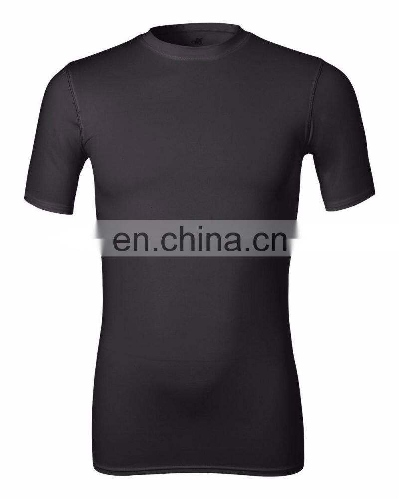 Quick dry sports black front mens Compression T-Shirt