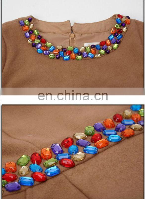 Beaded woolen dress ladies korean dress new fashion