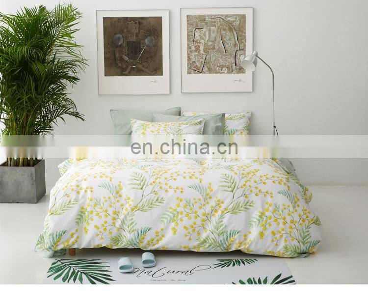 RawHouse Home textile plant yellow flower print cotton bedding set