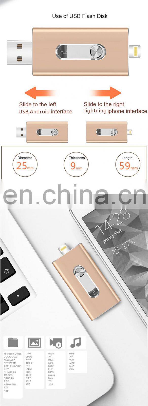 2018 High Capacity Smartphone OTG flash drive USB External flash drive for iphone