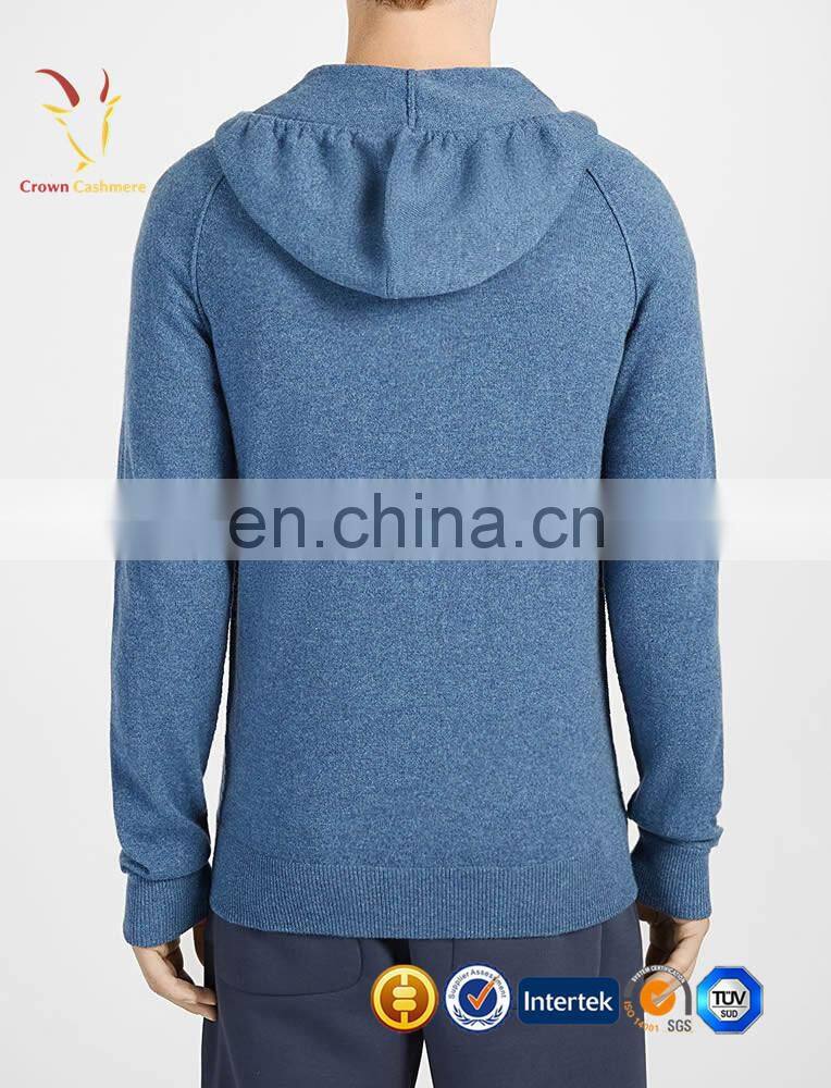 Mens Cashmere Cardigan With Zipper And Hoodie