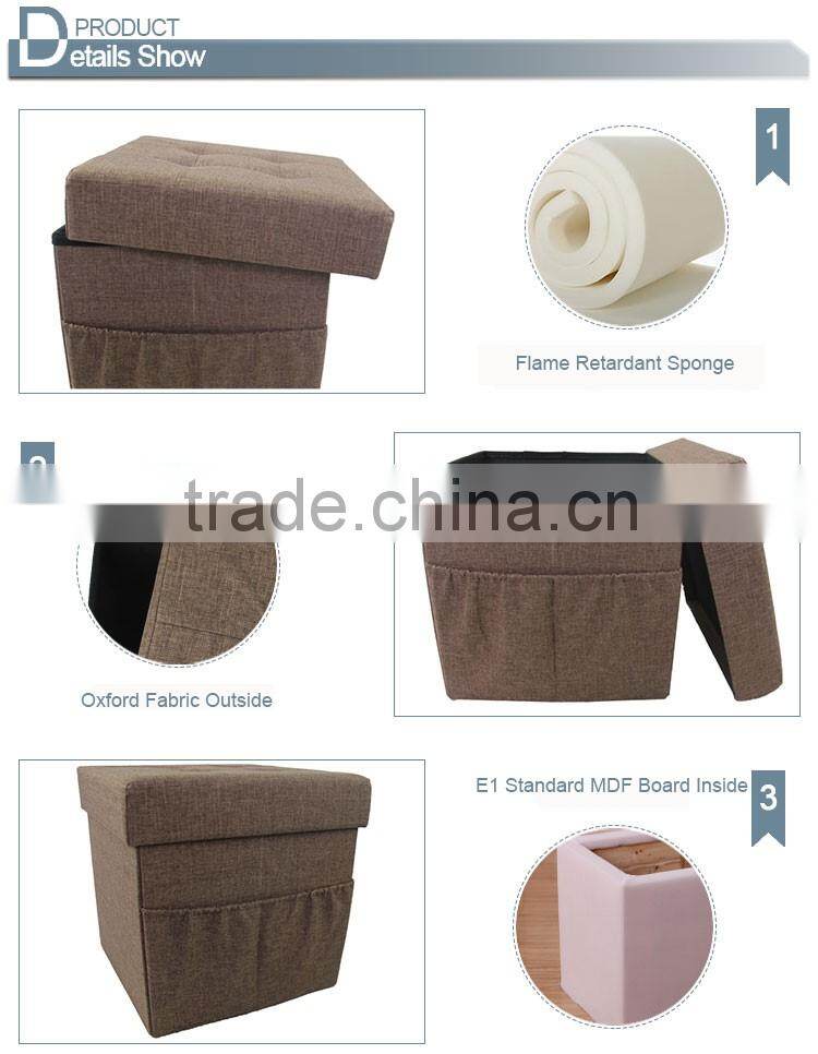 Ample Collapsible Storage Ottoman With Cushion Top