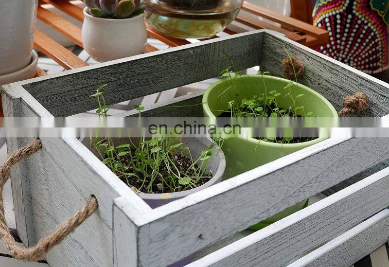 Decorative Storage Wooden Crates (Set of 3, Rope Handles) | Perfect for Gardening Wedding Wooden Storage Box Wooden Crate