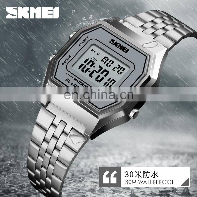 SKMEI 1345 Lady's Fashion&Casual Digital Watch Multi-function Stainless Steel Sport Watch For Women