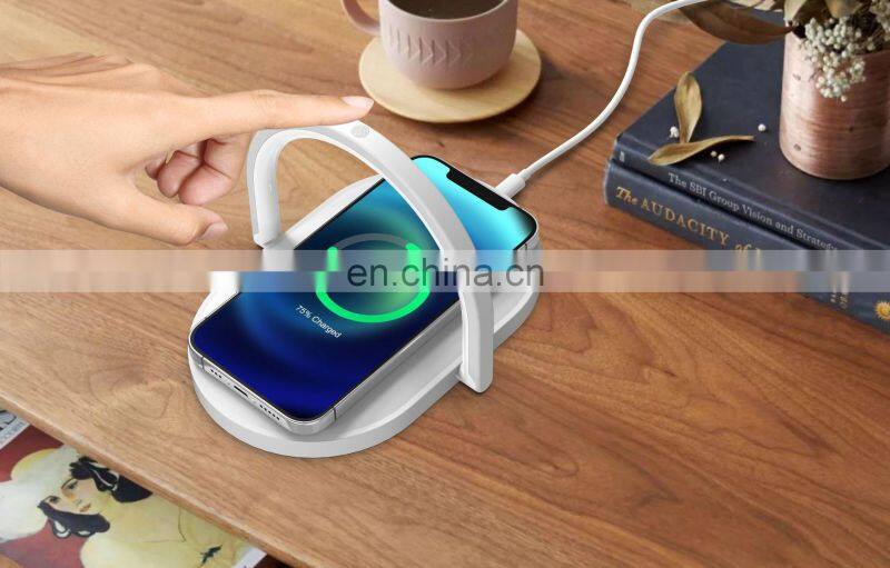 15W Fast Wireless Charger Table Lamp For iPhone X XR XS Mobile Phone Charging Holder Night Light Pad Phone Stand Desk Lamp