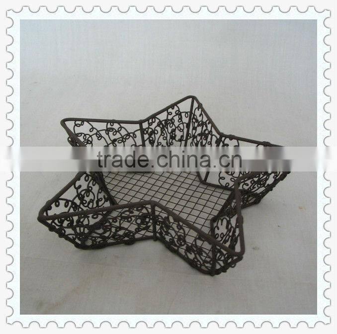 storage handmade iron wire wicker star shaped baskets