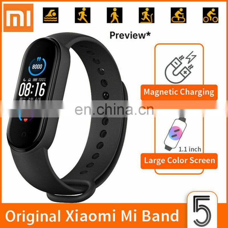 Original GLOBAL Mi Band 5 Wristband 4 Color Heart Rate Fitness Tracker BT Sport Bracelet Screen Miband 5