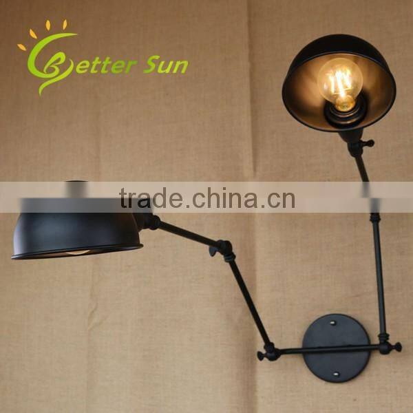Double-headed Adjustable Swing Arm Black Iron Interior LED Wall Light