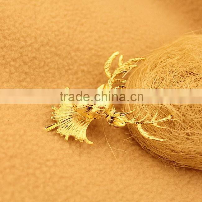 New design metal bronze elk head christmas brooch