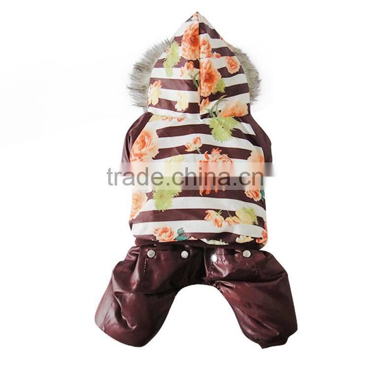 Luxury fur flower cotton coffee dog clothes