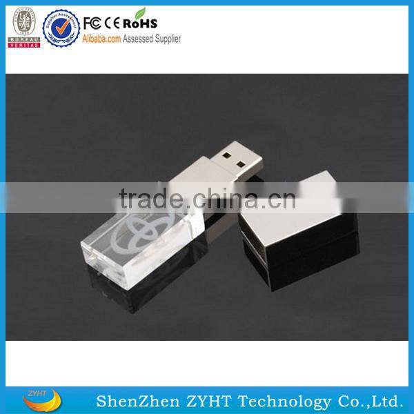 Crystal USB Flash Drive 3D Engrave Pendrive with Logo