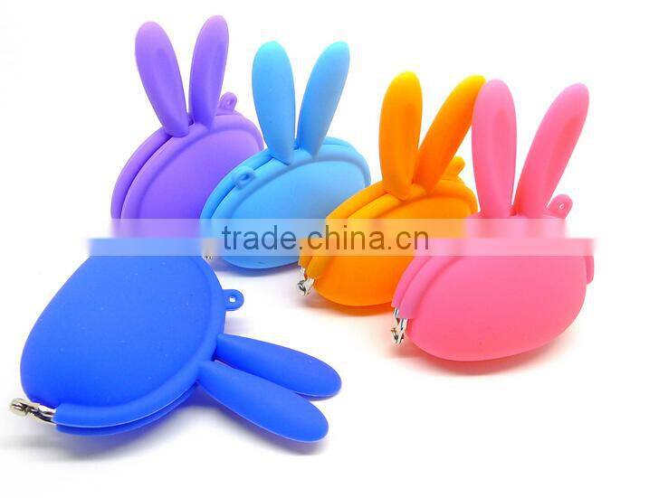 2015 Rabbit ears shaped silicone money pouch/ latest designs silicon rubber change purse
